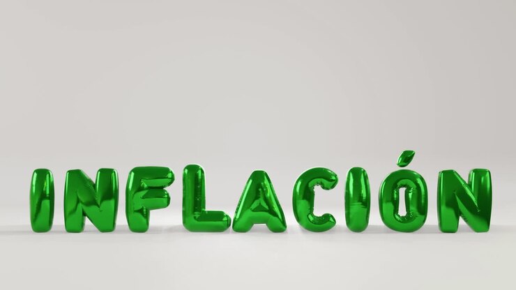 testo inflazione in spagnolo con simbolo del dollaro che si gonfia e aumenta