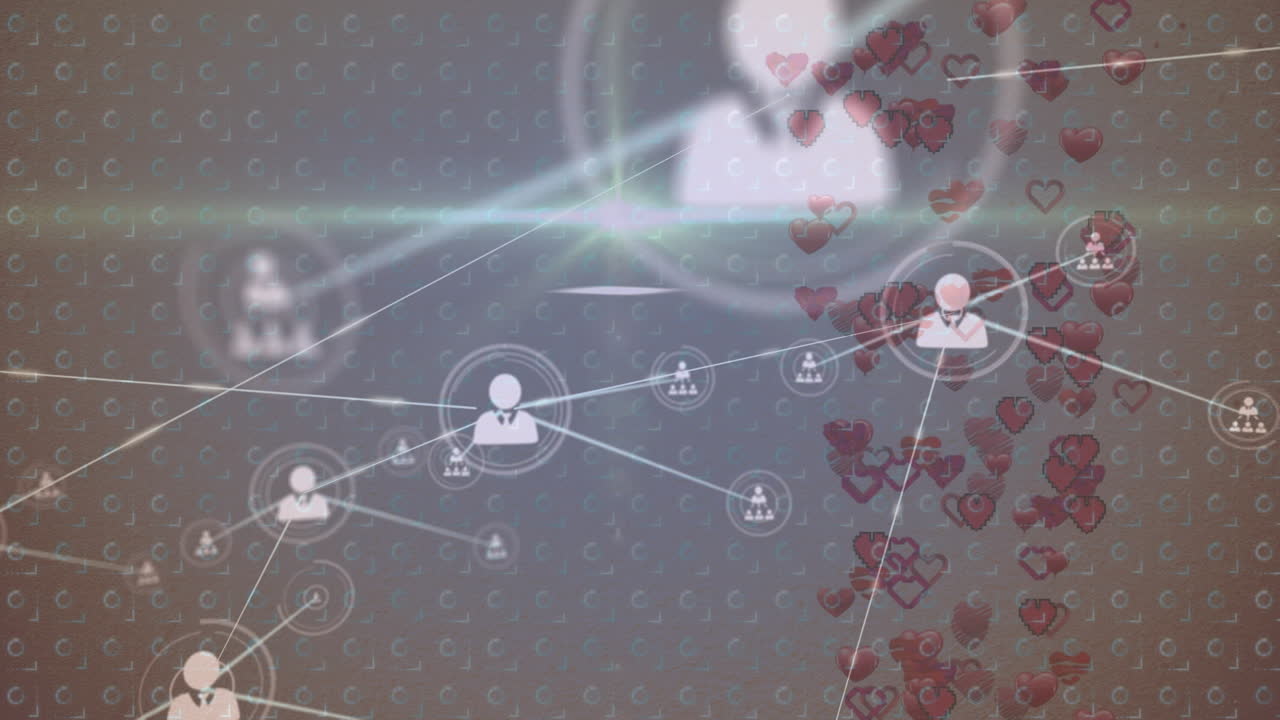 심장 아이콘을 통한 연결 네트워크의 애니메이션