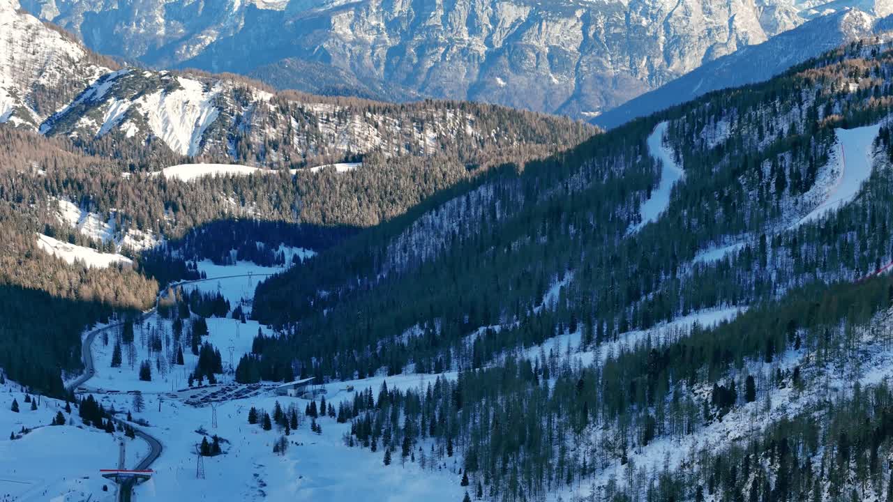 3x zoom reveal shot of rock formation in The Dolomites (drone footage)