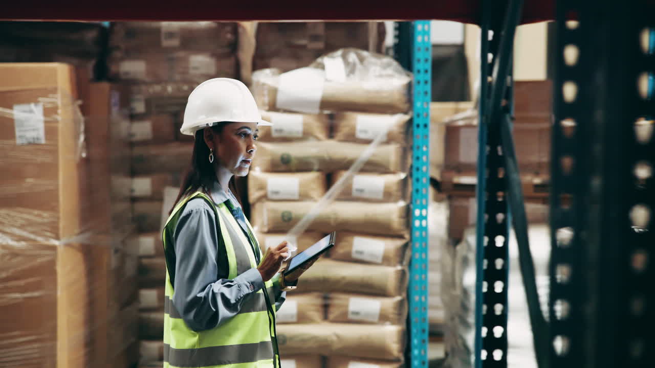 mujer trabajando en un almacén