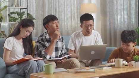 students studying together at home