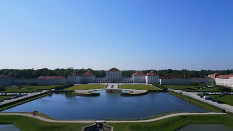 wonderful aerial top view flight castle nymphenburg palace landscape city town munich germany bavarian, summer sunny blue sky day 23