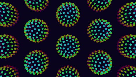 Vibrant circle of colorful dots on black background