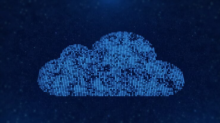 Digital cloud computing database storage and big data technology loop animation abstract cyber
