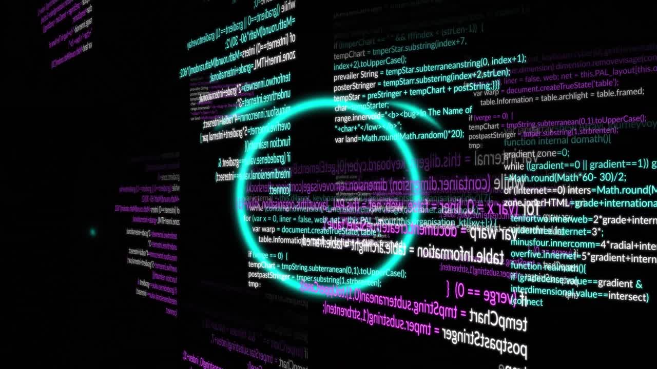 animatie van het scannen van de scope over gegevensverwerking op zwarte achtergrond