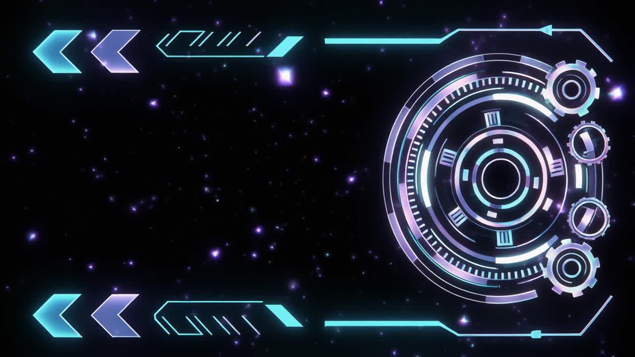 Animated Futuristic HUD Interface with Glowing Digital Elements