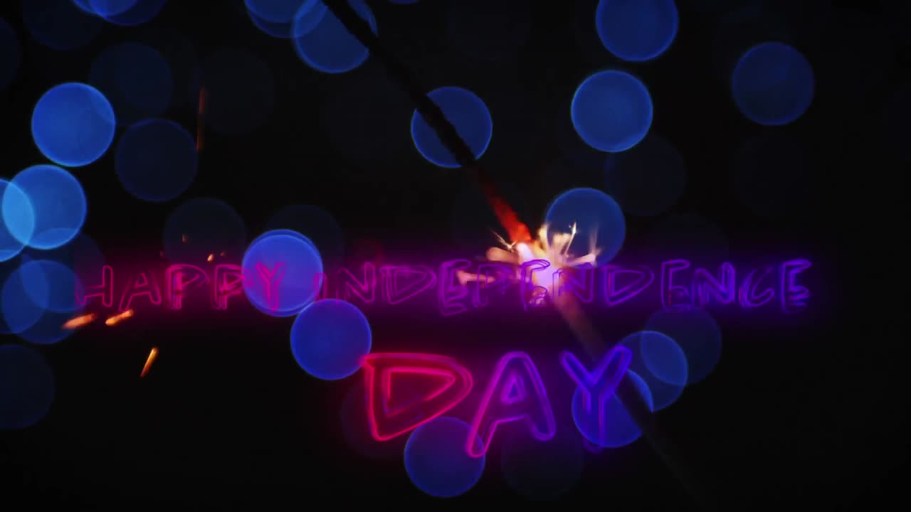 Independence day text and a sparkle for fourth of July.