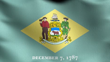 bucle sin costura 4k vdo. bandera del estado de delaware en los estados unidos de américa, estados unidos, soplando en el viento aislado. diseño abstracto patriótico oficial. ilustración de renderización 3d del símbolo de señal ondulante.