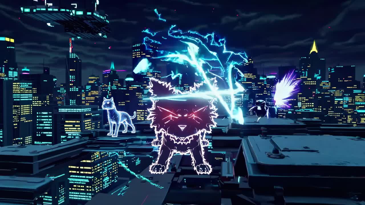 Cyberpunk Dog in Neon City