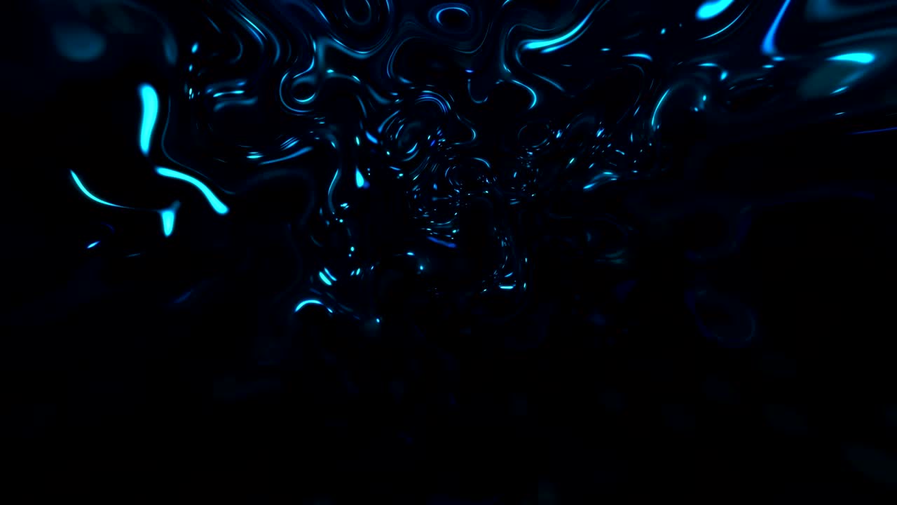 Blue Liquid Particles Background. Neon Lights Background. Loop