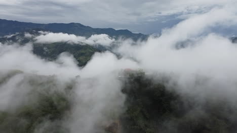 cloud-covered mountains landscape