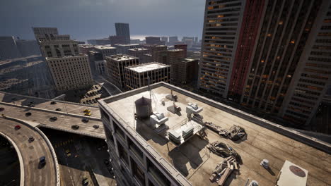 Aerial-view-of-New-York-downtown-building-roofs