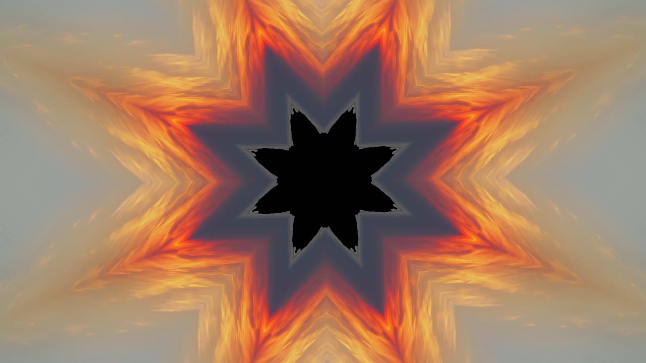 arte del caleidoscopio, puesta de sol, mar y rocas