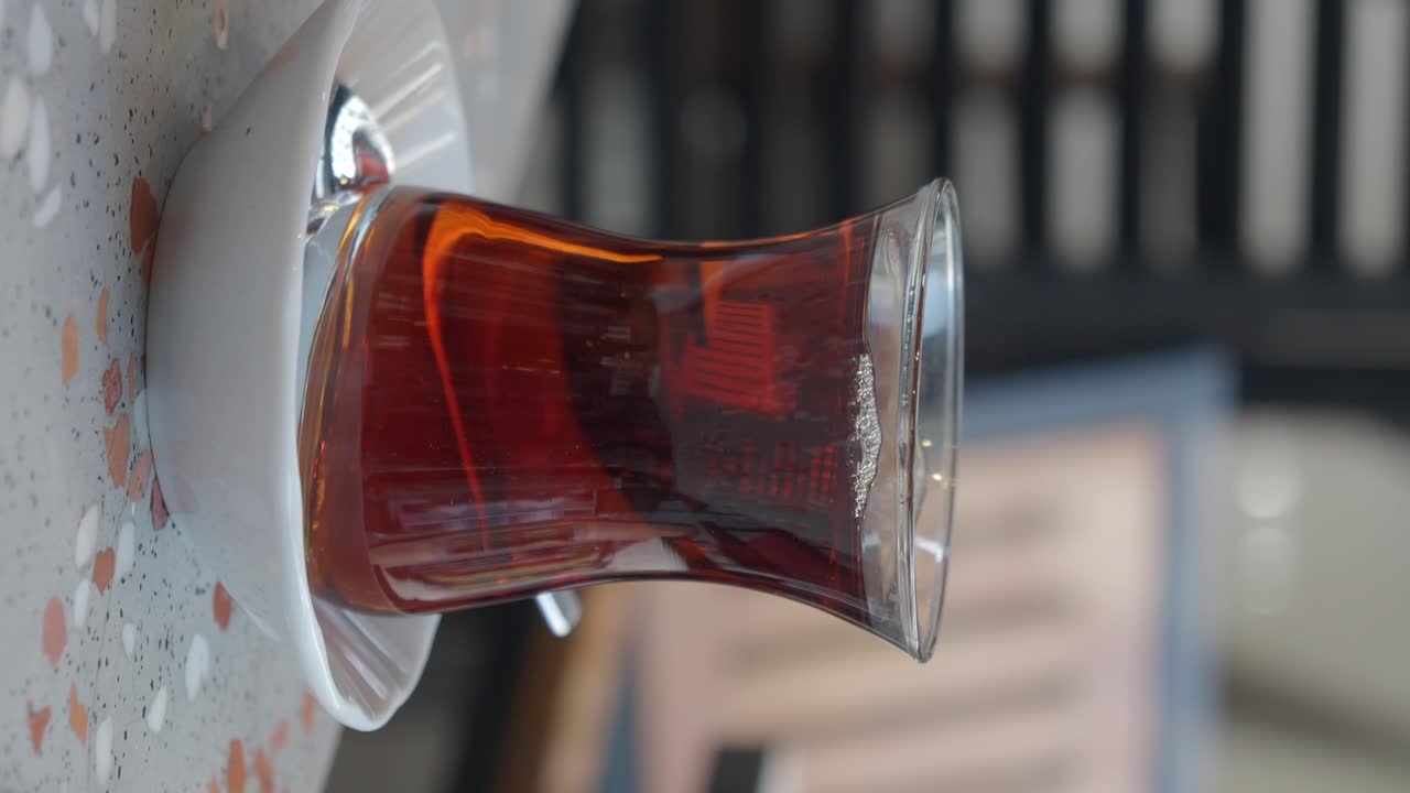 유리 컵에 넣은 터키 차