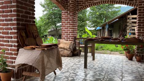 persian-art-handmade-wooden-dishes-eco-friendly-wood-working-design-creative-kitchen-ware-in-openair-exhibition-in-Iran-gilan-countryside-local-market-wooden-art-handmade-plate-carpentry-craft-natural