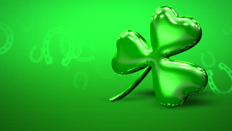 Closeup-Irish-shamrocks-on-green-gradient