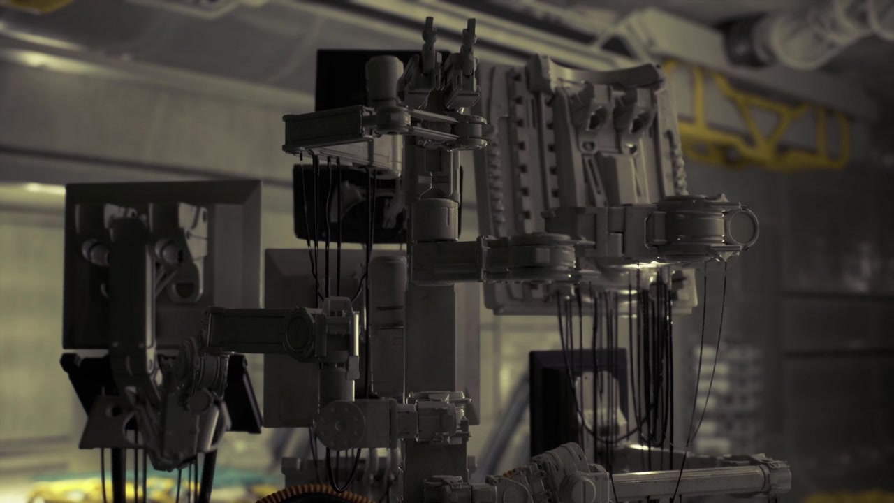 Machine component showcasing metallic shavings and oil sheen effects