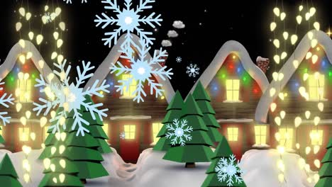 Animation-Von-Schnee,-Der-Zu-Weihnachten-über-Die-Winterlandschaft-Fällt