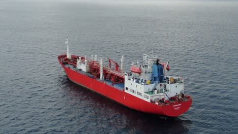 Aerial-drone-view-ship-in-corfu-island