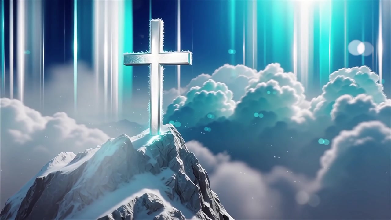 Christian Cross Heavenly Light Worship Background