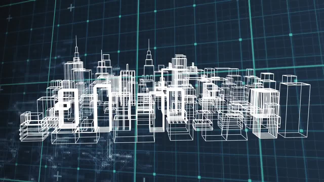 그리드 에 회전 하는 현대 도시 의 그림