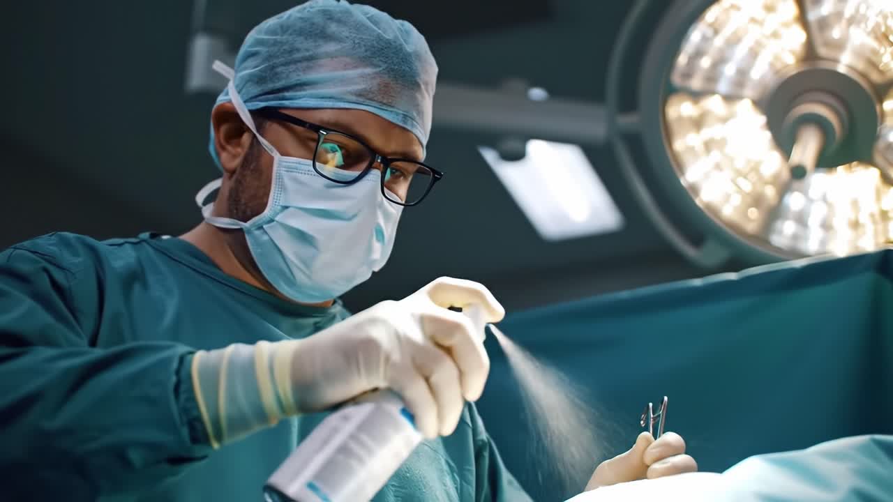 A skilled surgeon prepares for a critical procedure in a well-equipped operating room, showcasing an important moment in advanced medical care and surgical precision.