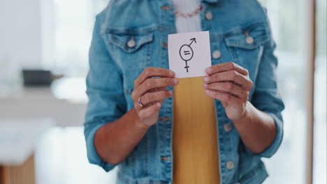 igualdad de género, brecha salarial y mujer con un signo