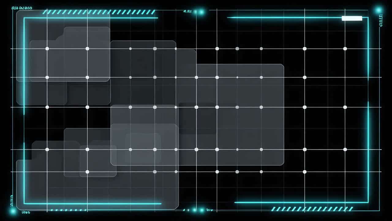 Futuristic Digital Grid Interface with Glowing Elements