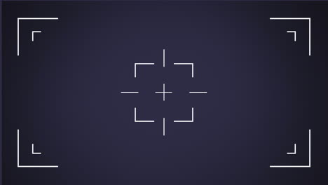 Animation of a rectangular white scope and central crosshair pulsating on a black background