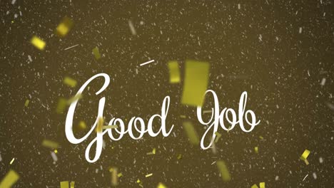 animation of good job text over confetti on green background