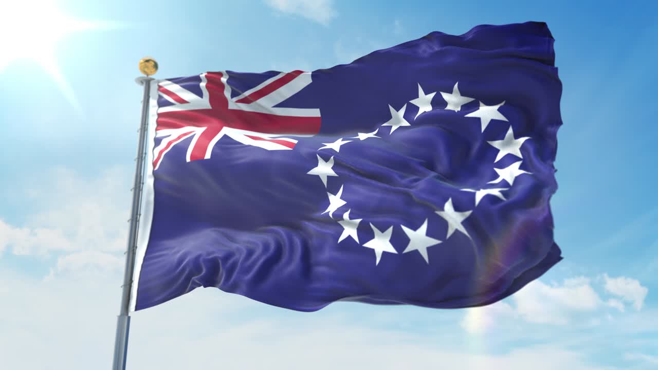 푸른 하늘을 배경으로 바람에 흔들리는  섬의 발, 국가 테마, 국제 개념, 3d 렌더링