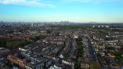 aerial view of south london housing estate and residential street in summer