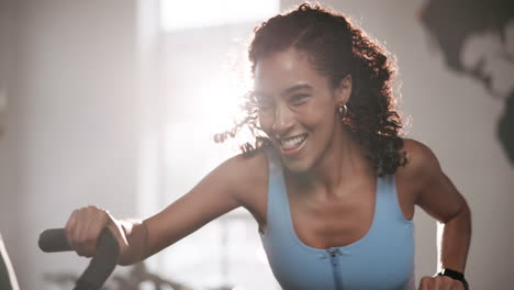 woman exercising on a stationary bike