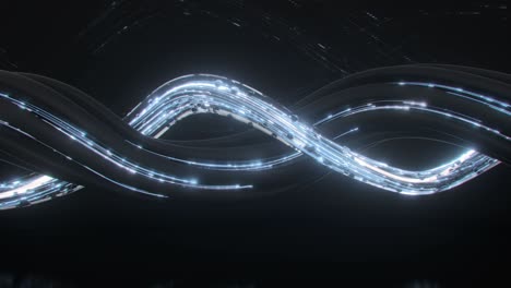 twisting shape with glowing lines 3d render seamless loop animation