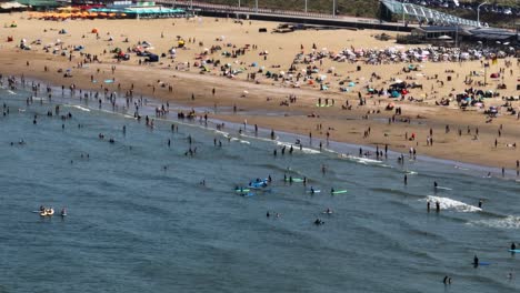 escena de la playa con muchas personas disfrutando del día