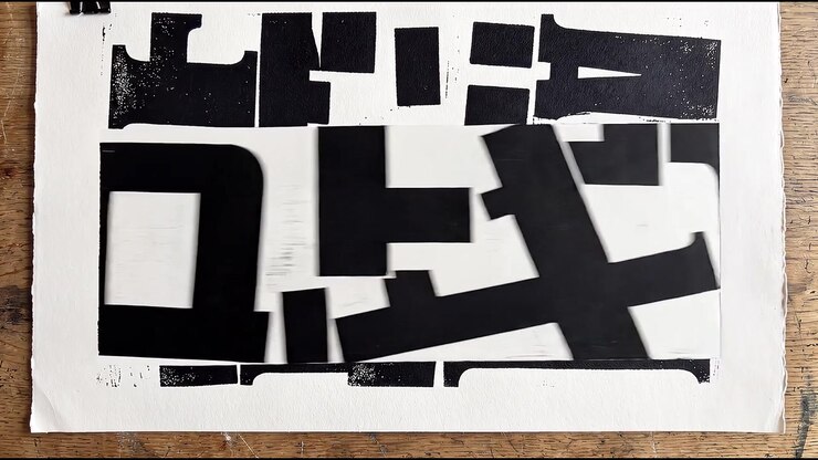 Abstract Black and White Geometric Block Print Animation