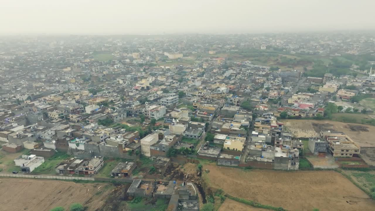 Featuring of scenic cityscape of Rawalpindi from drone in Pakistan during daytime