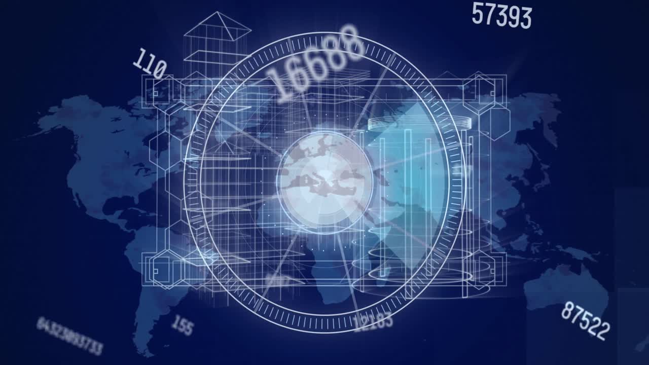 범위 스캐닝과 세계 지도에 대한 데이터 처리 애니메이션