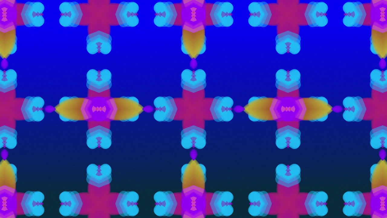 animación de formas coloridas que se mueven sobre un fondo azul