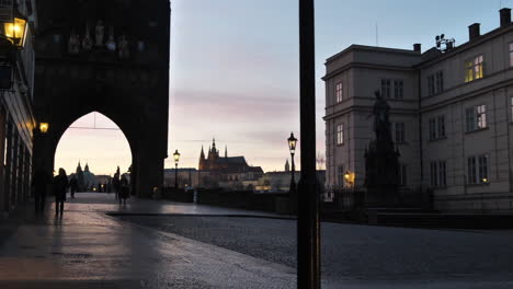 twilight in prague czech republic in covid-19 virus outbreak period