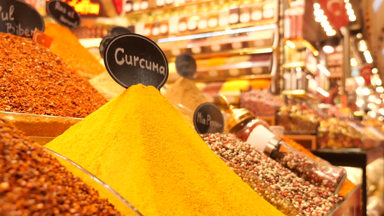 Colorful Spice Display at a Market