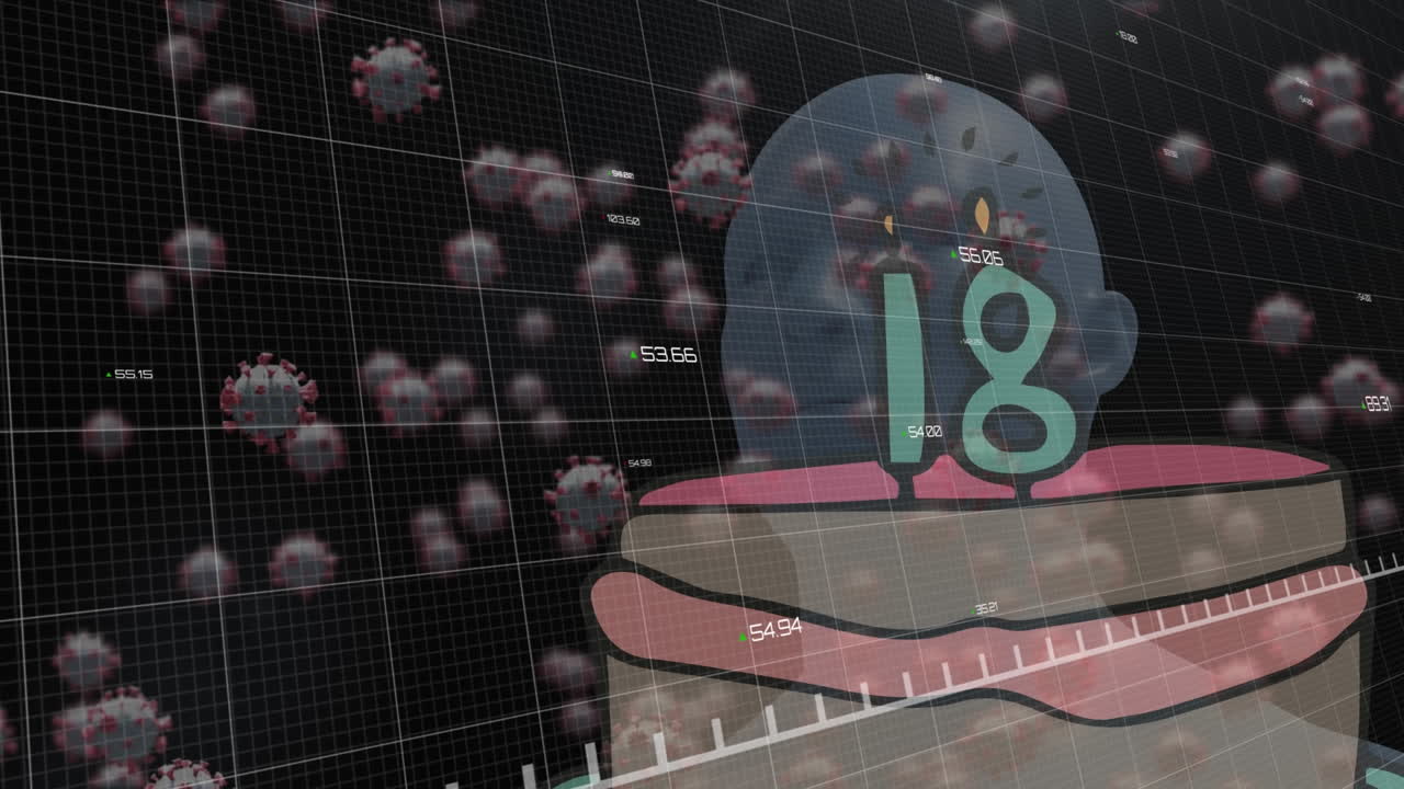 바이러스 세포에 대한 데이터 처리의 애니메이션