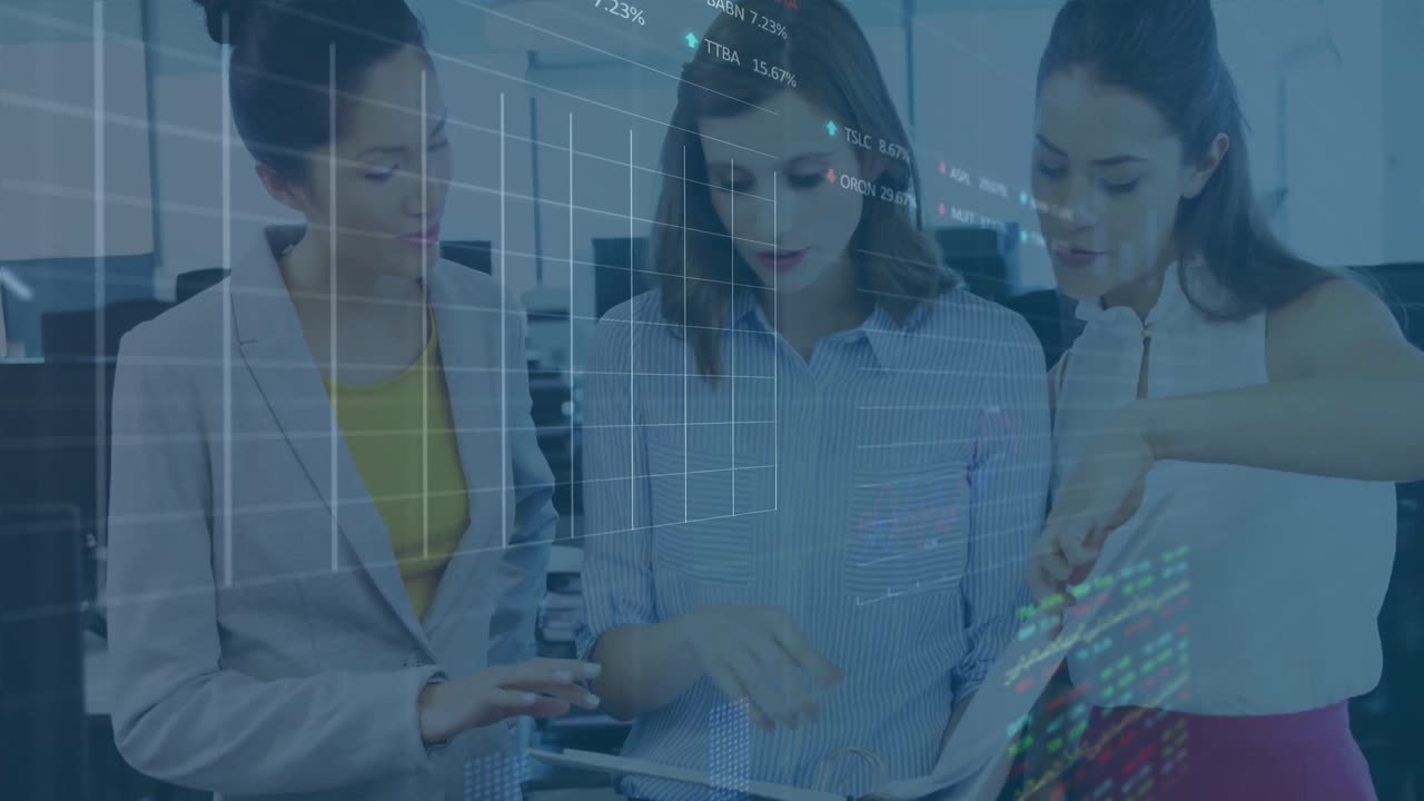 animación del procesamiento de datos financieros sobre las empresas personas