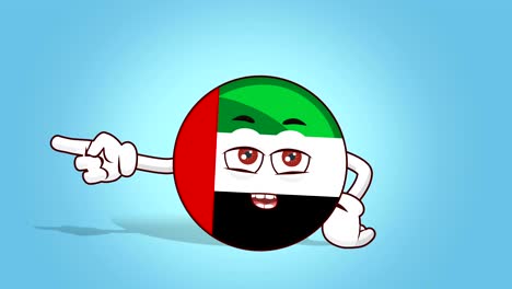 cartoon icon flag uae united arab emirates face animation left side pointer speak with matte