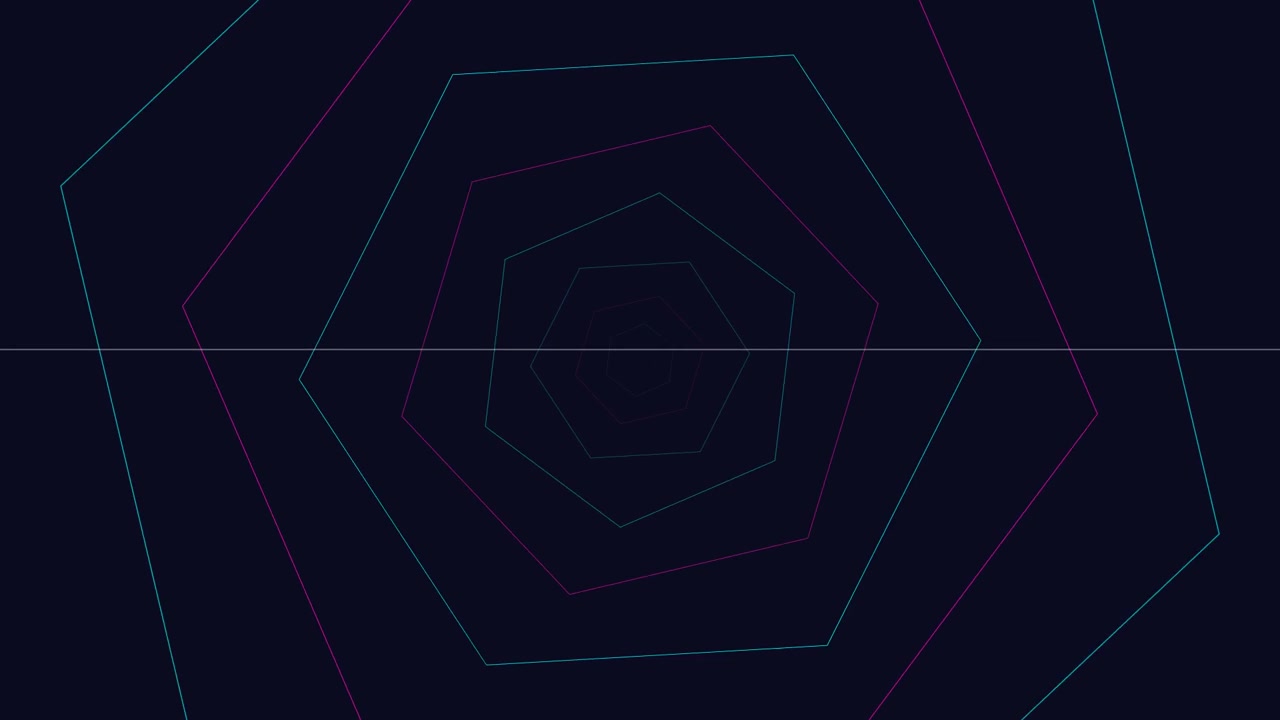 Abstract Motion Background with Pulsing Neon Hexagons