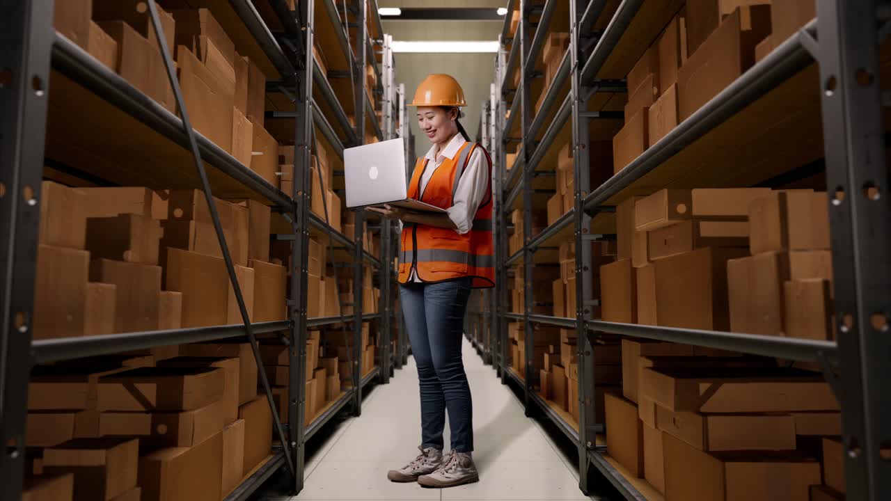 trabajador de almacén comprobando el inventario