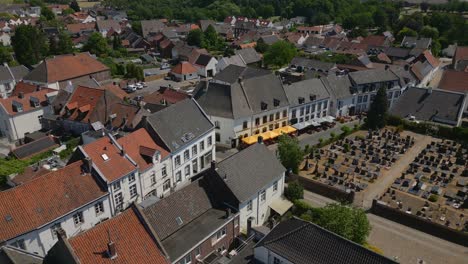 Tilt-down-drone-shot-over-the-beautiful-historic-municipality-of-Maasgouw-in-thorn-province-limburg