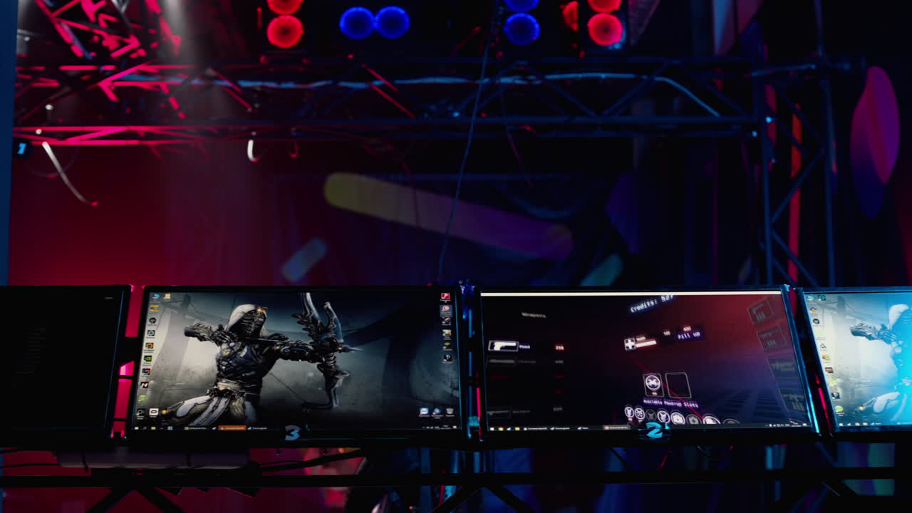 Chisinau, Moldova - November 22, 2022: Multiple screens showing a video game