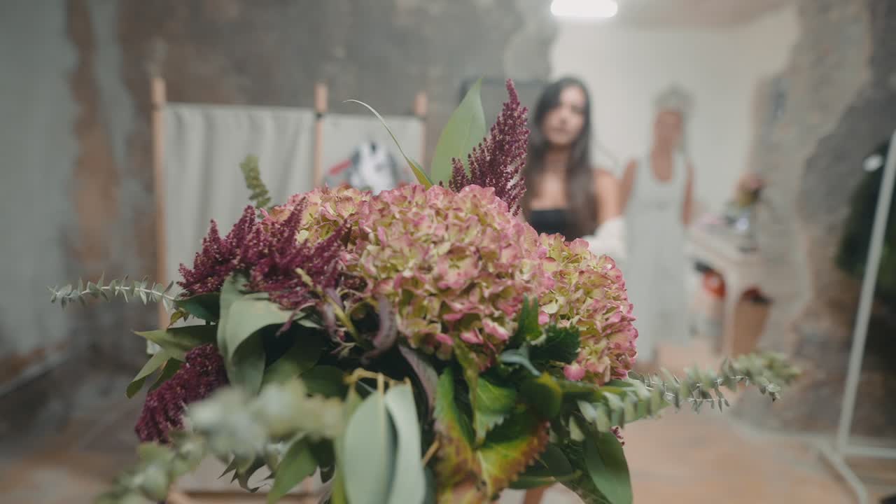 Floral Arrangement with Hydrangeas and Amaranthus