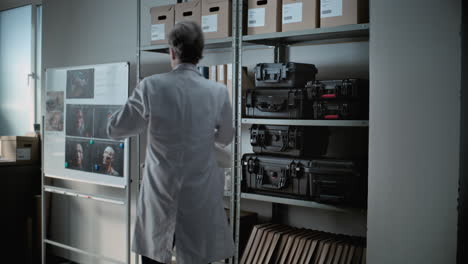 scientist working in a well-organized storage room